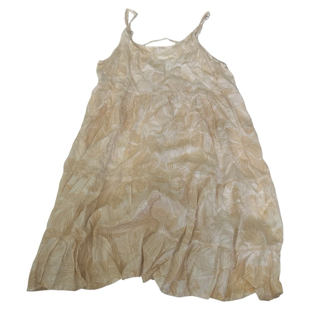 Roxy cream white Hawaiian floral tropical print swing dress with back cut out